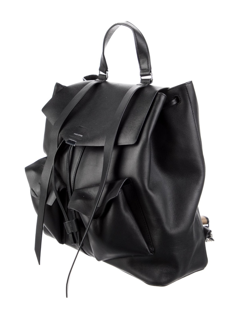 All Saints Black Leather Backpack with Front Pockets - Picture 2 of 9